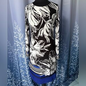 INC International Concepts Black and White Floral Tunic